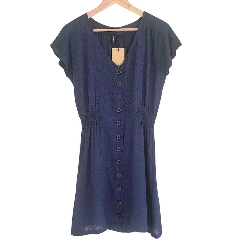 Knot Sisters Swiss Dot Flutter Sleeve Mini Dress